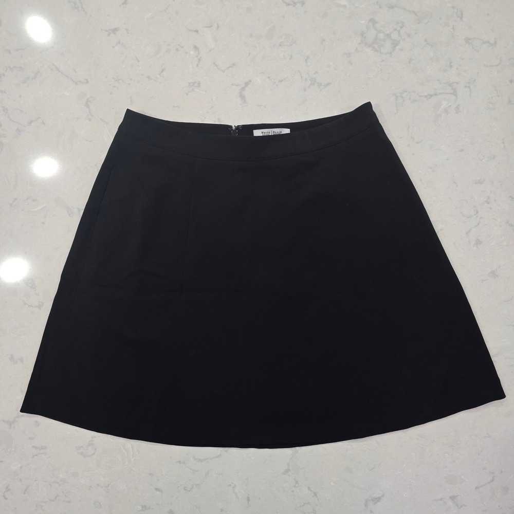 White House Black Market Womens Black A-Line Skirt Size 10 Zip Back w/Pockets